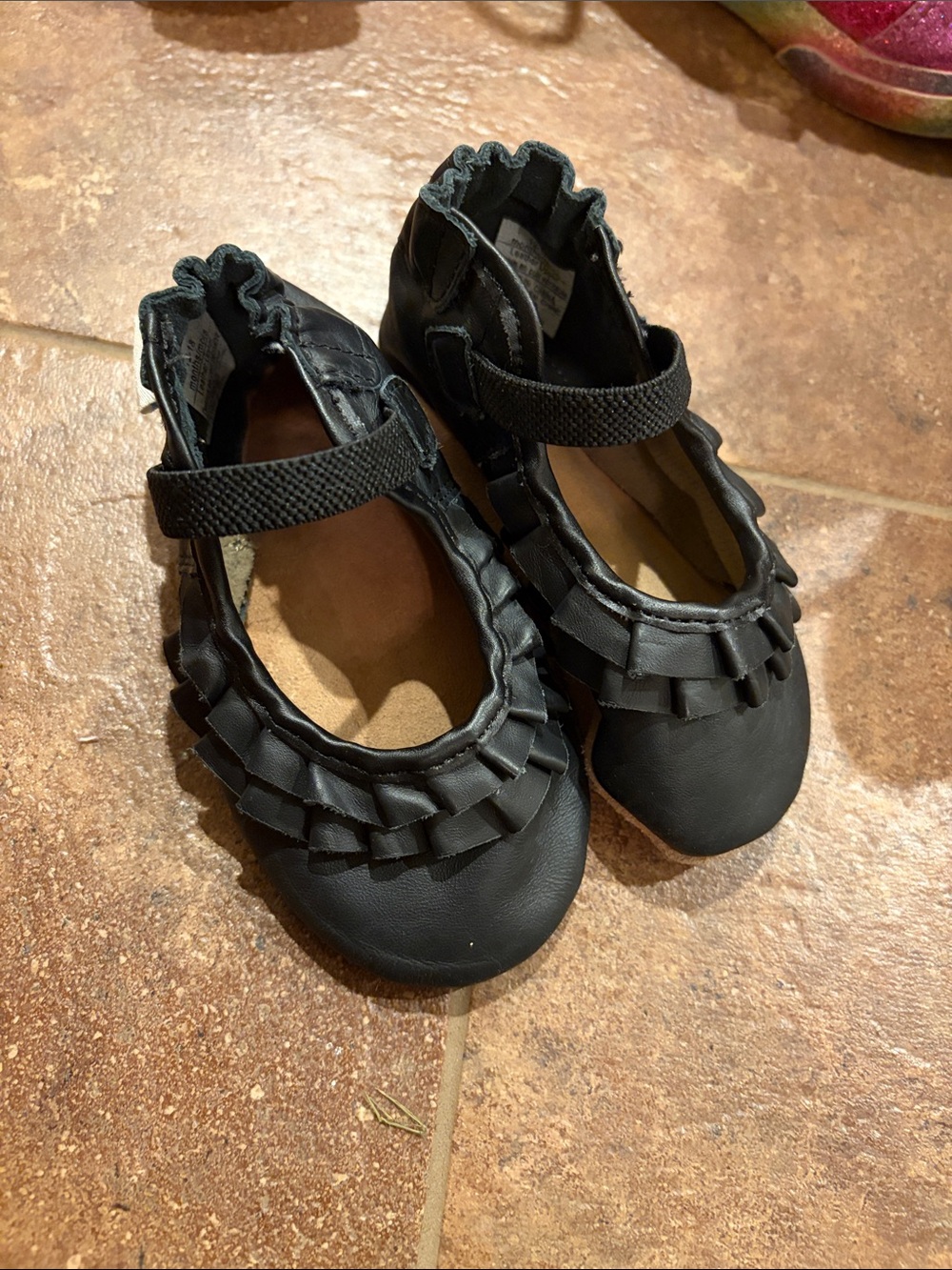 Robeez Black Ruffle Mary Jane Flats